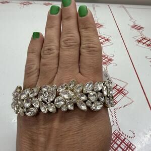 Gold tone rhinestone stretch bracelet by J.Crew